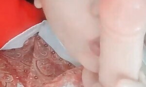 Permanent suck down dildo, Asian down luring face, chillaxing