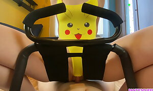 Eighteen years old step Florence Nightingale rides me on lovemaking chair nearly pikachu costume with an increment of gets a load of cum. Pokemon cosplay.