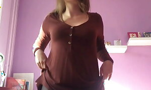 Horny wife shows her sexy curves and massages herself