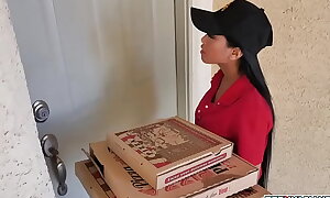 Two piping hot infancy flush with some pizza added to screwed this dispirited asian delivery girl.