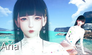 AI Shoujo Japanese looker Aria in realistic 3D working Sixty nine lovemaking Bursting
