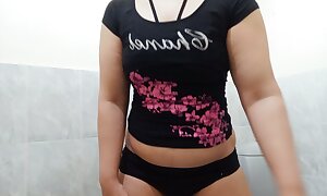 Real amber khan dance apropos black shirt and black panty in the same manner her boobs