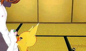 Digimon Linty Hentai - Taomon and  Grey Fox boobjob, handjob, blowjob and drilled 1/2 - Yiff Hentai Manga Japanese Porn