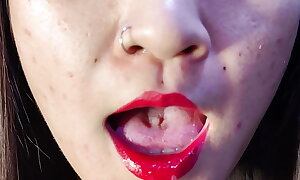 JOI sloppy asian tattoed image = 'prety damned quick' and tongue fetish play