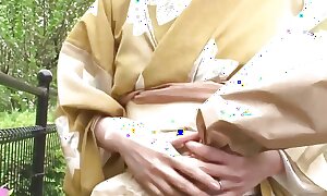 Japanese wife in kimono flower arrangement haughty class leads to sex