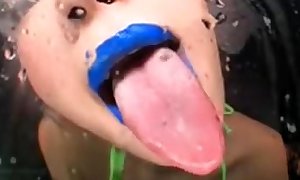 Japanese chap-fallen lipstick (spitting-fetish)